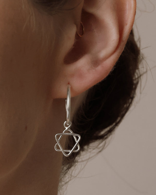 Star of David Hoop Silver Earring