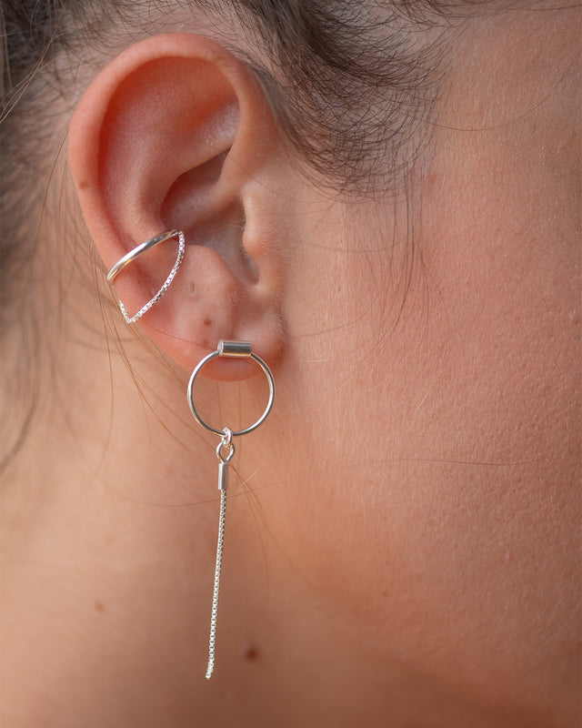 Ripple Loop Silver Earring