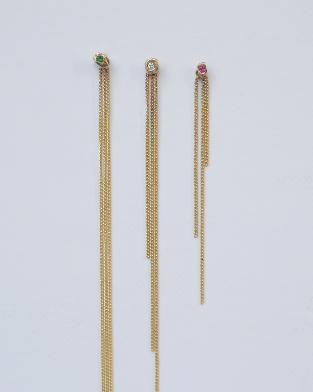 עגיל אבן מפל זהב 14k