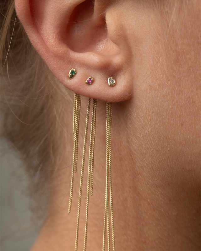 עגיל אבן מפל זהב 14k