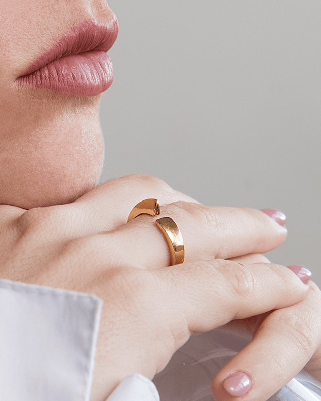 Geometric Gold Plated Ring