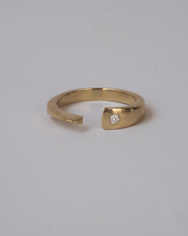 Geometric 14K Gold Diamond Ring