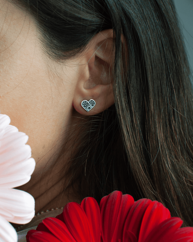 Band-Aid Heart Silver Earring