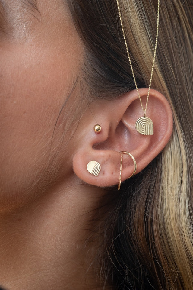 עגיל קונטור זהב 14k