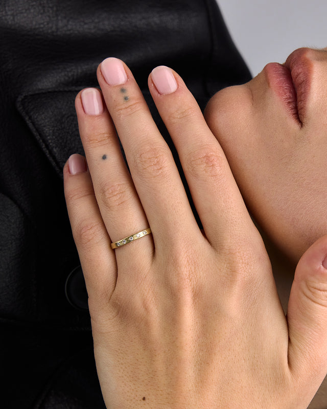 טבעת דריפט יהלומים זהב 14k