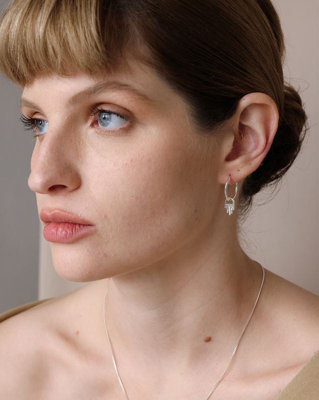 Hamsa Hoop Silver Earring