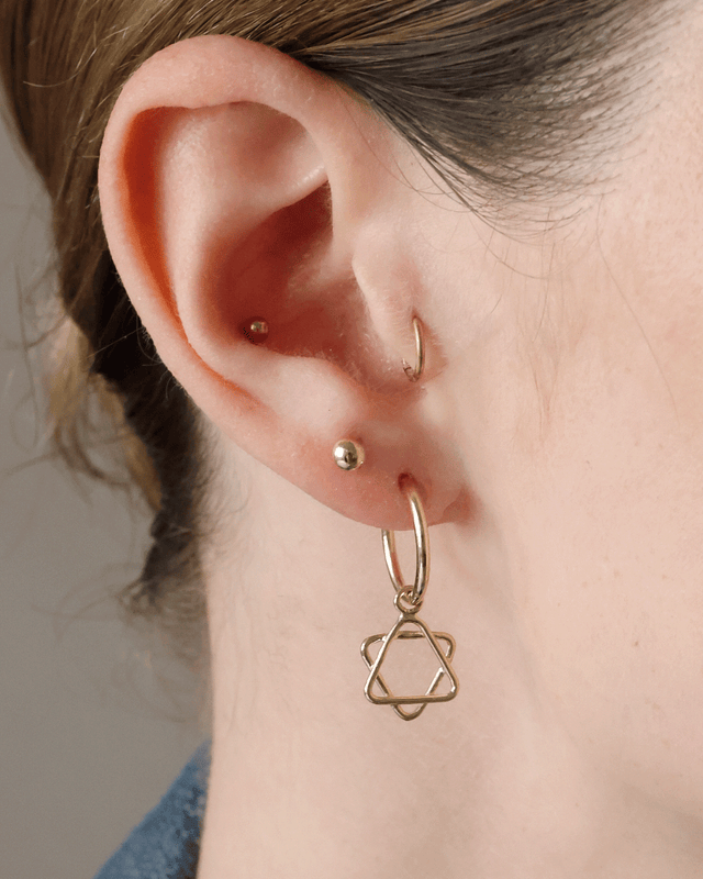 עגיל מגן דויד חישוק זהב 14K