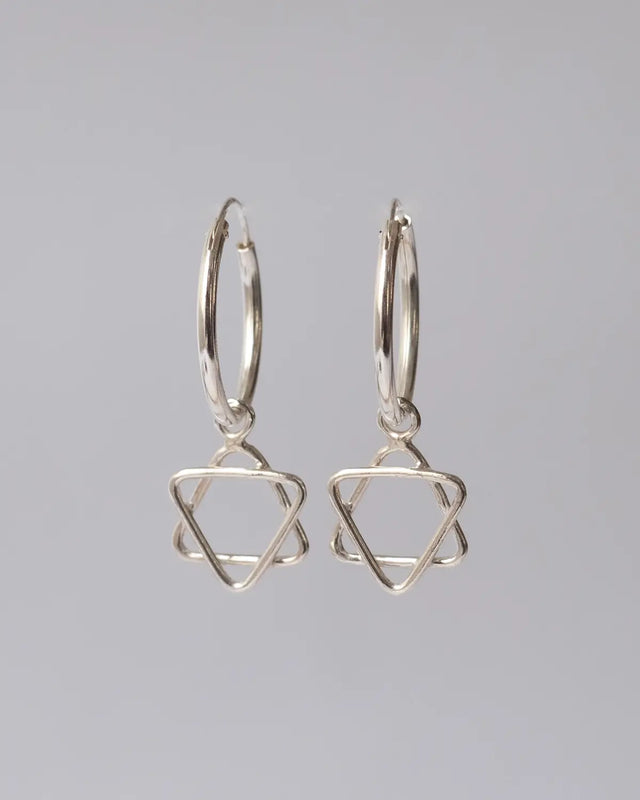 Star of David Hoop Silver Earring