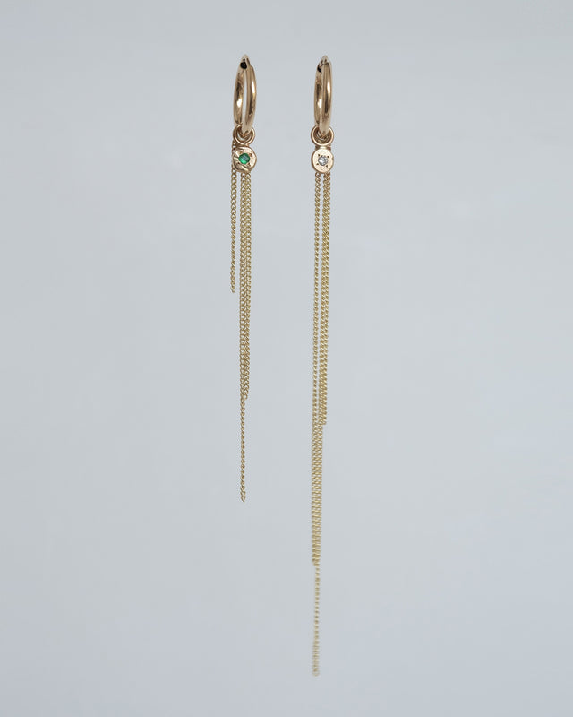 Stone Cascade Hoop 14K Gold Earring