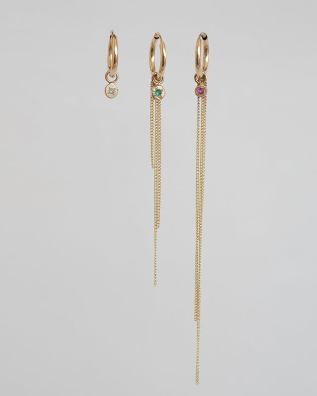 Stone Cascade Hoop 14K Gold Earring