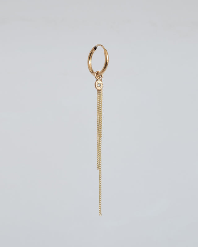 Stone Cascade Hoop 14K Gold Earring