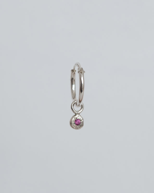 Stone Rainbow Hoop Silver Earring