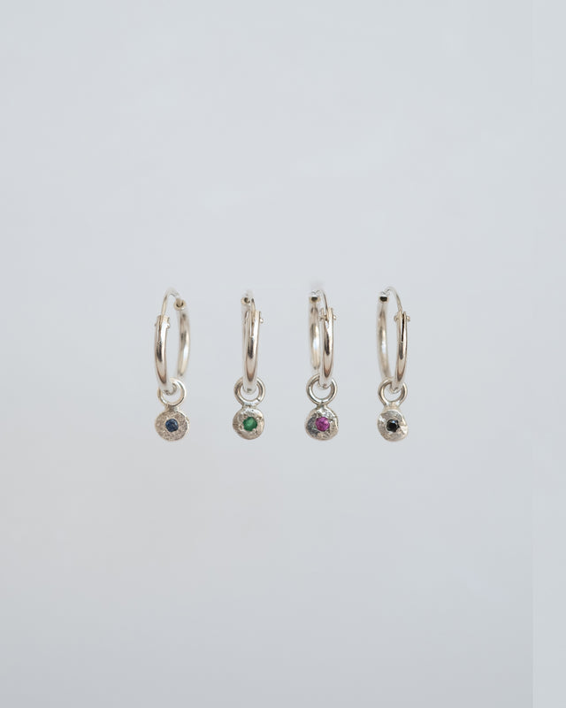 Stone Rainbow Hoop Silver Earring
