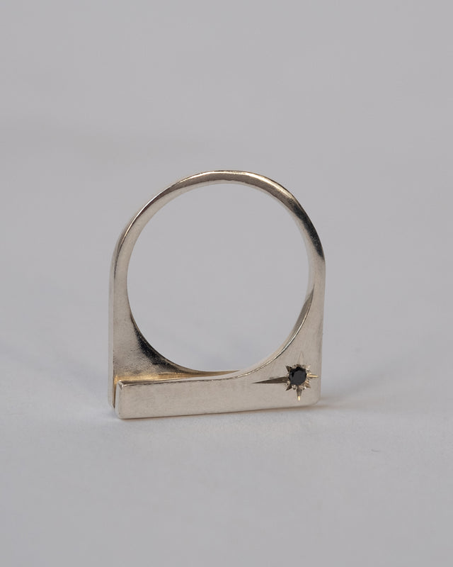 Mini Replica Silver Black Diamond Ring