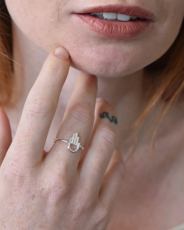 Hamsa Silver Ring