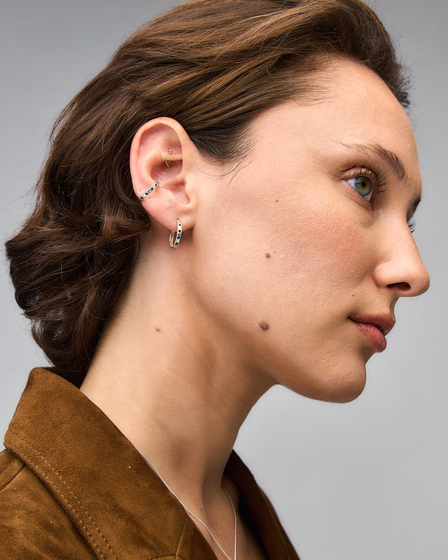 Black Drift Silver Earring