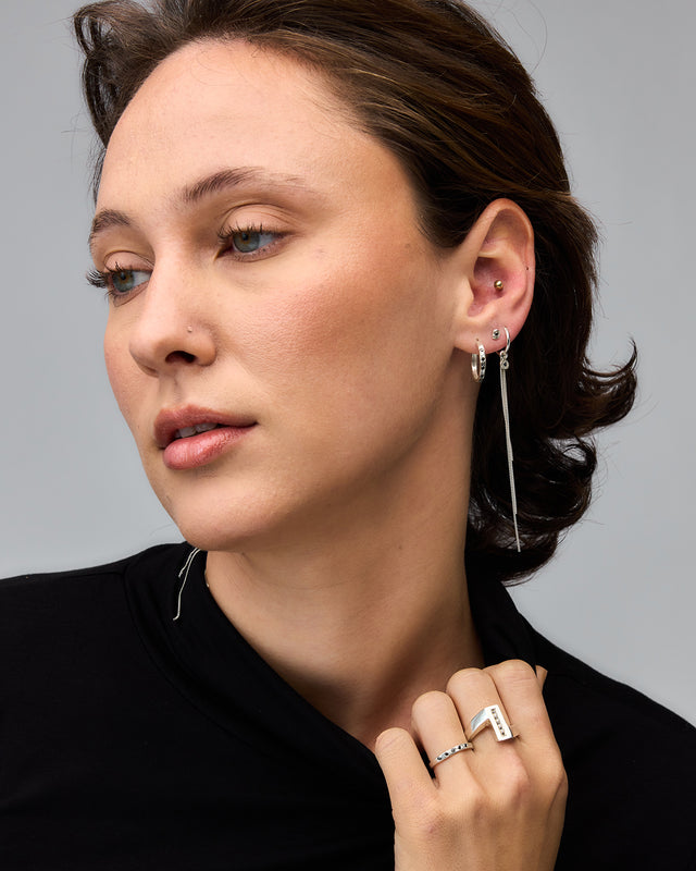 Black Drift Silver Earring