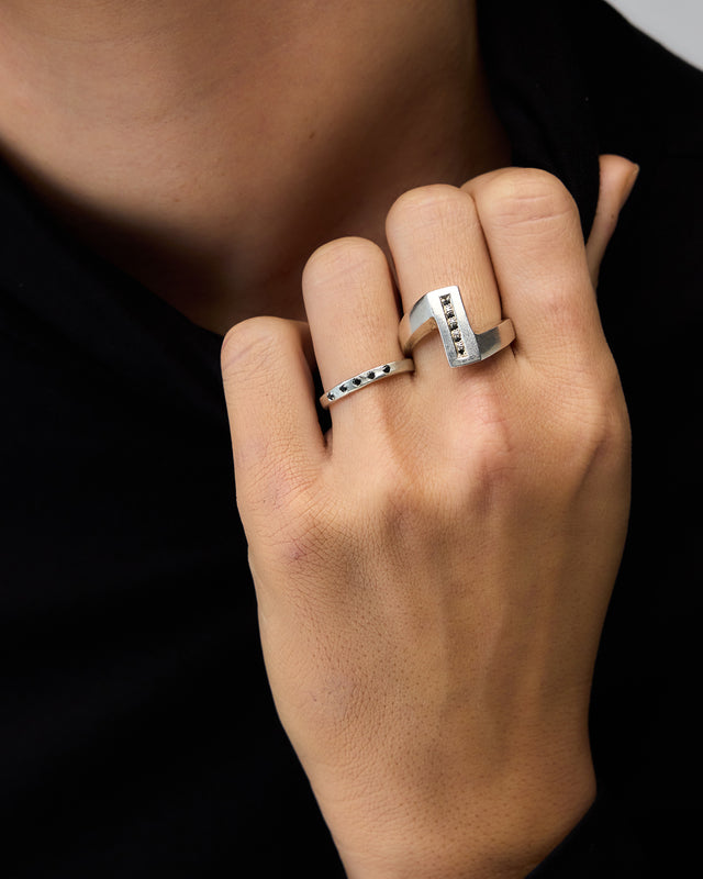Black Drift Silver Ring