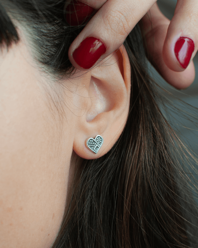 Band-Aid Heart Silver Earring