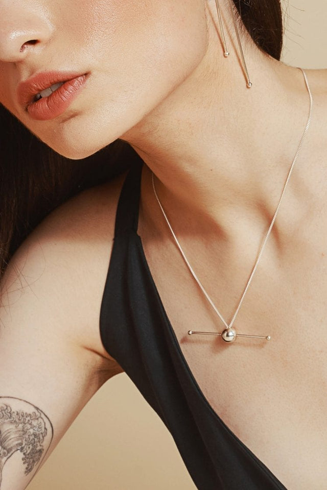 Saturn Silver Necklace