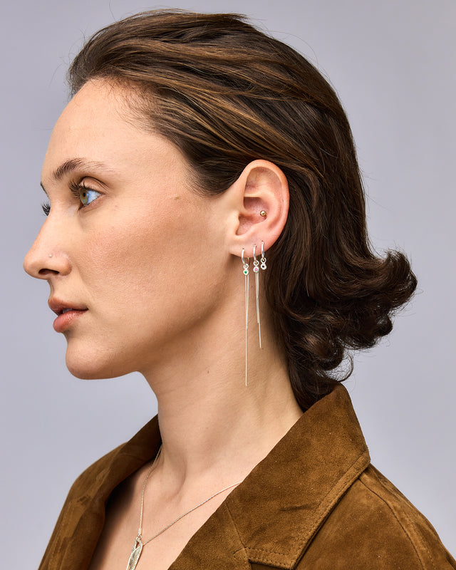 Stone Rainbow Hoop Silver Earring