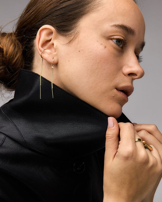 Stone Cascade Hoop 14K Gold Earring