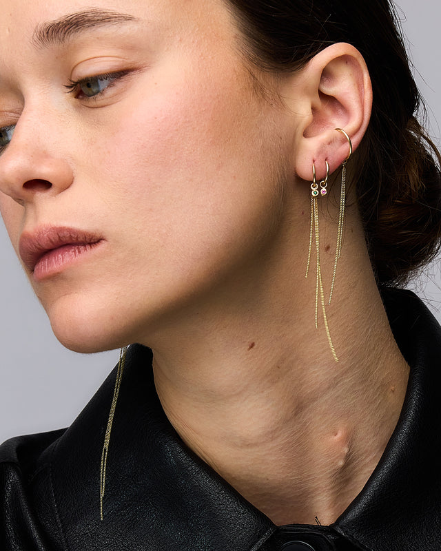 Stone Cascade Hoop 14K Gold Earring