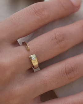 Geometric 14K Gold Diamond Ring